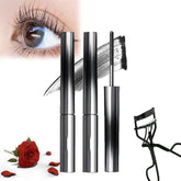 2pcs Mascara, Curling Iron Strong Mascara, 3D Curling Eyelash Iron Mascara, Washable Extra Slim Metal Mascara,Waterproof, Smudge-Proof, Long Lasting, No Flaking,No Clumping (With Eyelash curler)